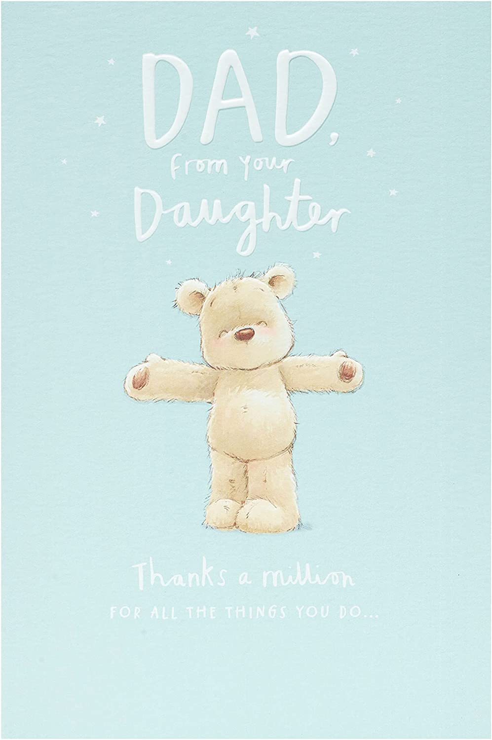 UK Greetings Father's Day card featuring an adorable teddy bear design, ideal stationery for daughters to gift to dad