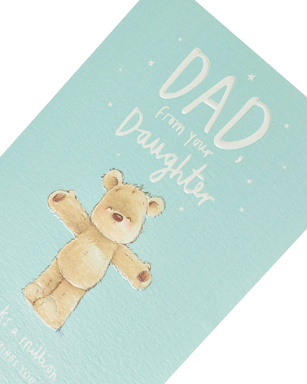 UK Greetings Father's Day card featuring an adorable teddy bear design, perfect stationery for a daughter to give to dad.