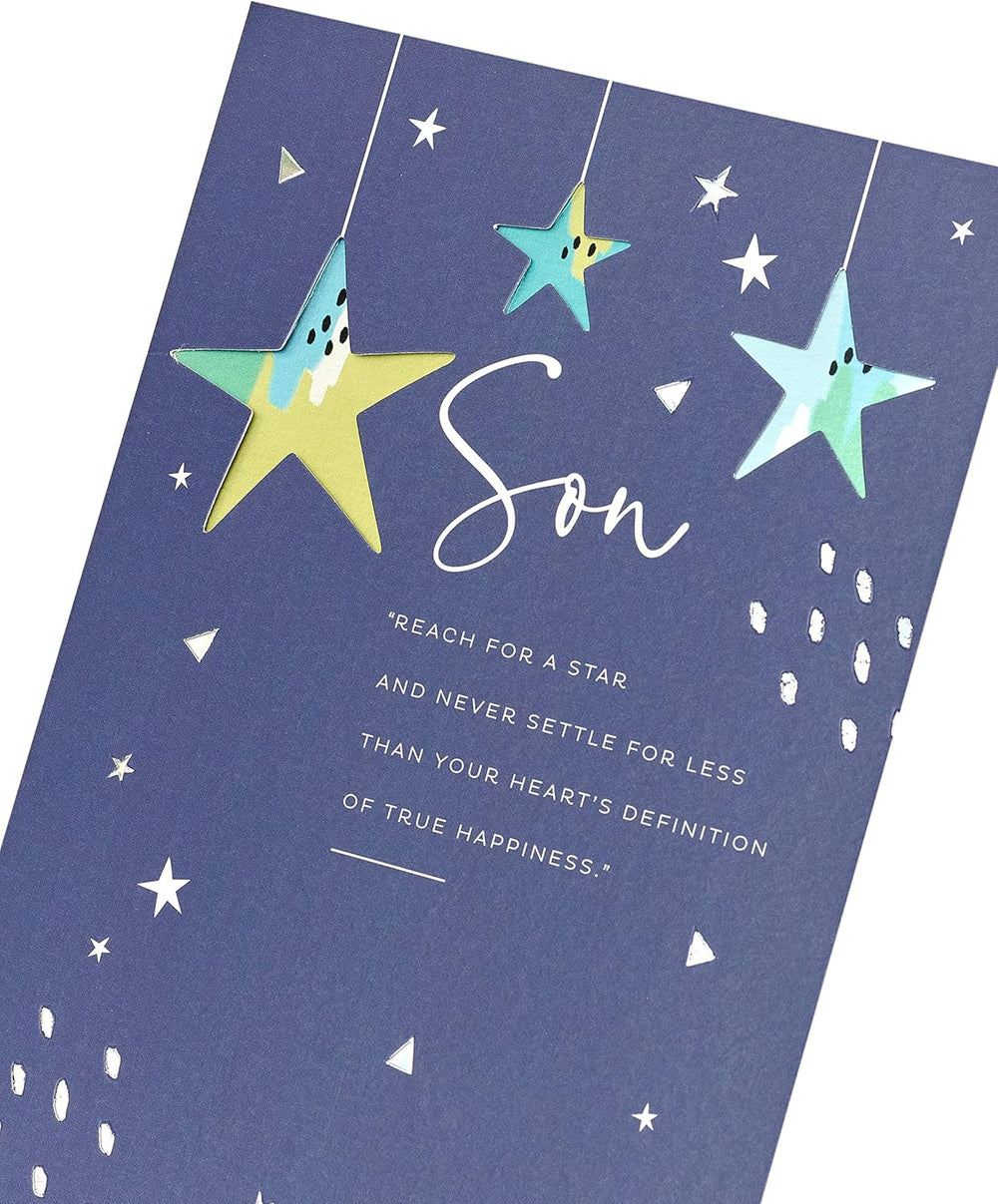 UK Greetings birthday card for son featuring bold, meaningful message, designed as a stationery greeting for his special day.
