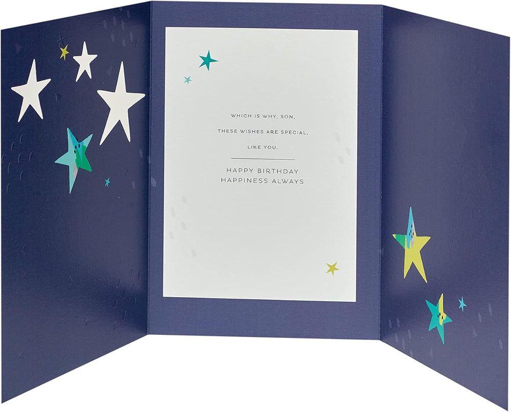 UK Greetings birthday card for son featuring bold, meaningful message, designed as stationery for his special day.