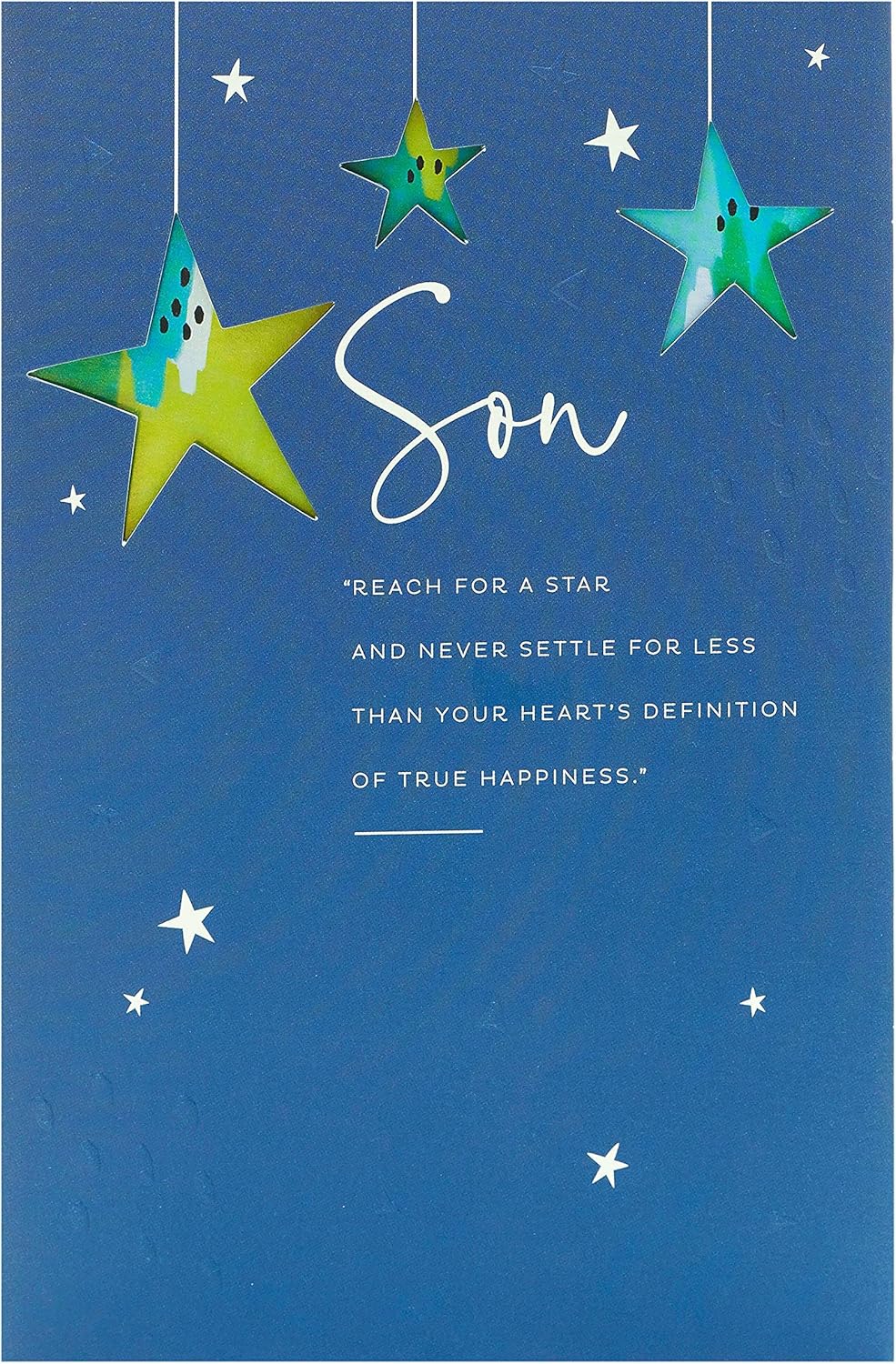 UK Greetings birthday card for son featuring bold, meaningful message and colorful stationery design for his special day.