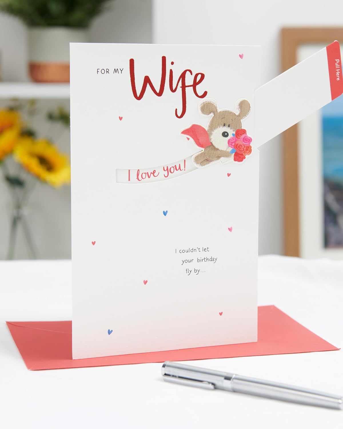 UK Greetings birthday card for wife featuring an elegant and heartfelt design, showcasing beautiful stationery with floral accents.