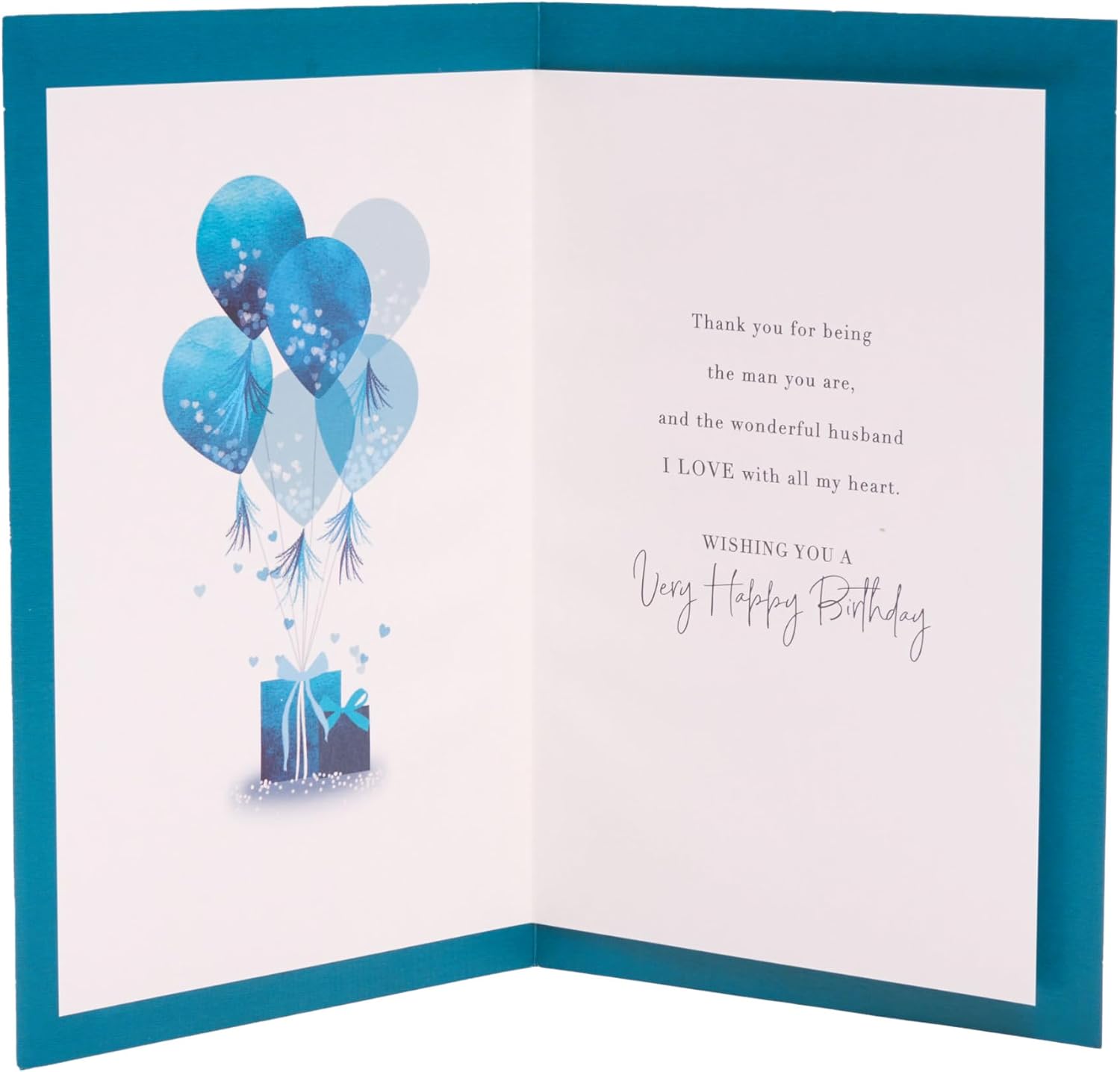 UK Greetings Blue Heart Design Husband Birthday Card showing a heartfelt blue heart illustration on stationery for special occasions.