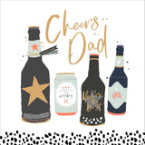 UK Greetings Cheers Dad Fathers Day card featuring illustrations of bottles of beer, perfect for celebrating with dad.