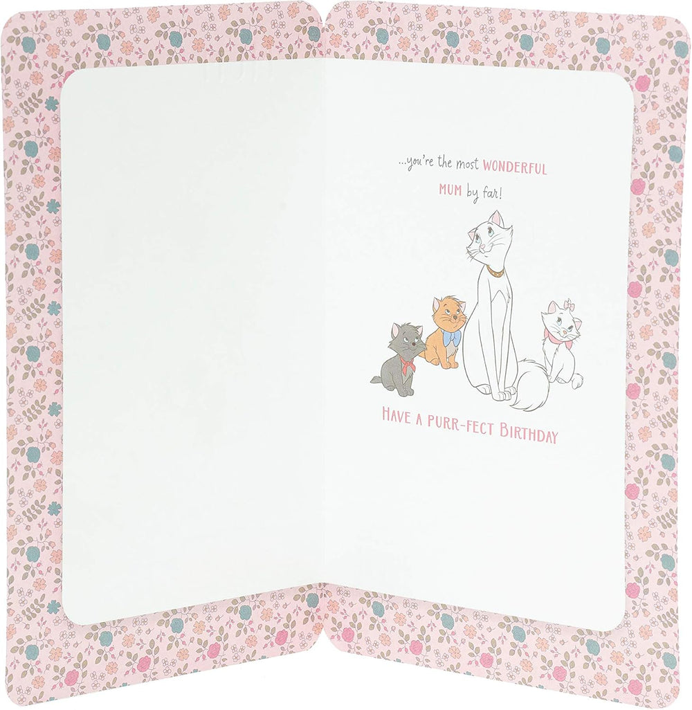 Disney Aristo Cats birthday card by UK Greetings, featuring colorful feline illustrations on stationery for special occasions.