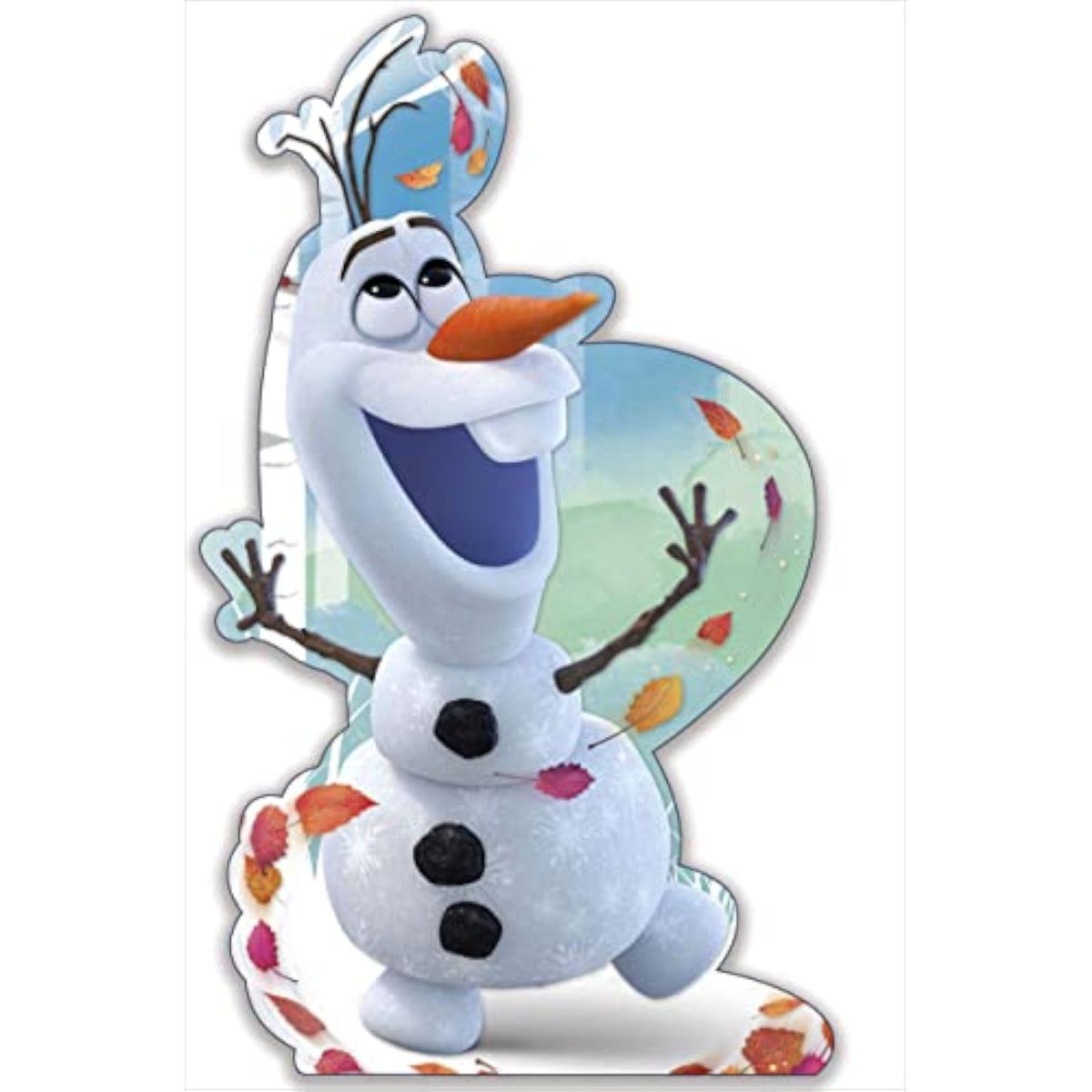 Disney Frozen Olaf cut-out birthday greeting card by UK Greetings featuring Olaf character on colorful stationery card.