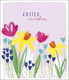 UK Greetings Easter Wishes artistic watercolour Easter card, featuring colorful floral design and festive holiday message.