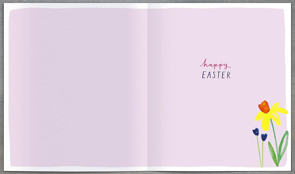 UK Greetings Easter Wishes artistic watercolour Easter card, featuring vibrant floral design on high-quality stationery.