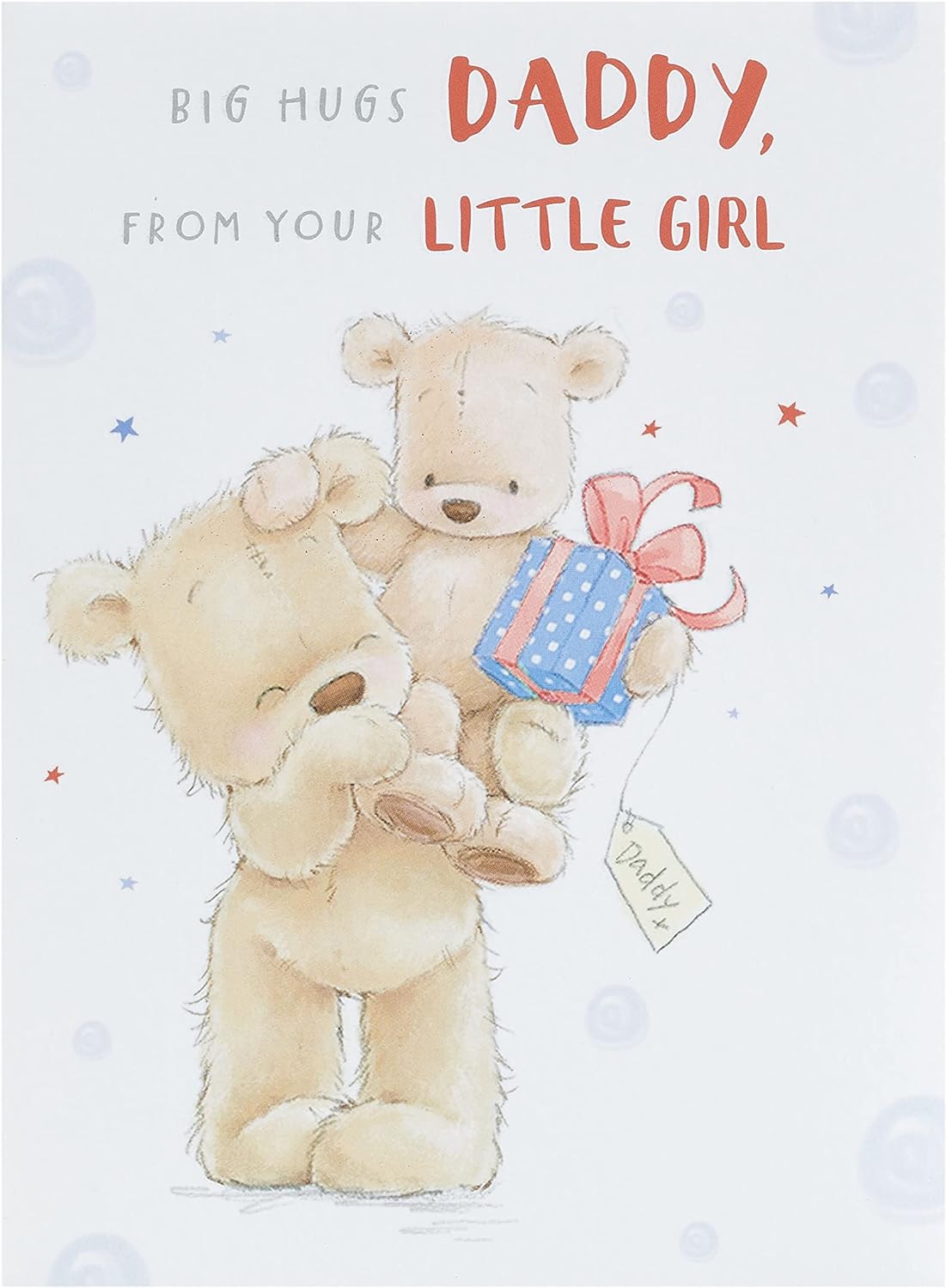 UK Greetings Father's Day card for Dad from little girl, featuring a sweet teddy bear design with envelope, stationery product.