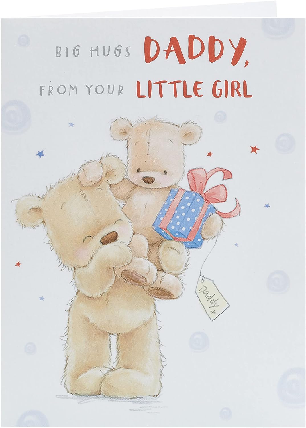 UK Greetings Father's Day card for Dad from your little girl featuring a sweet teddy bear design with an envelope.