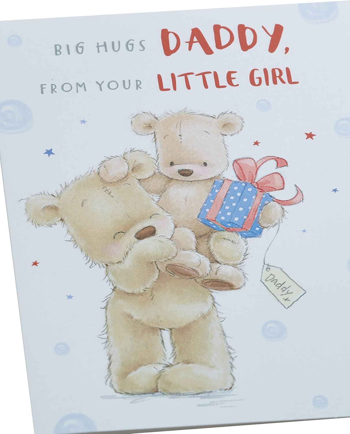 UK Greetings Father's Day card for dad from little girl featuring a sweet teddy bear design, with an envelope included.