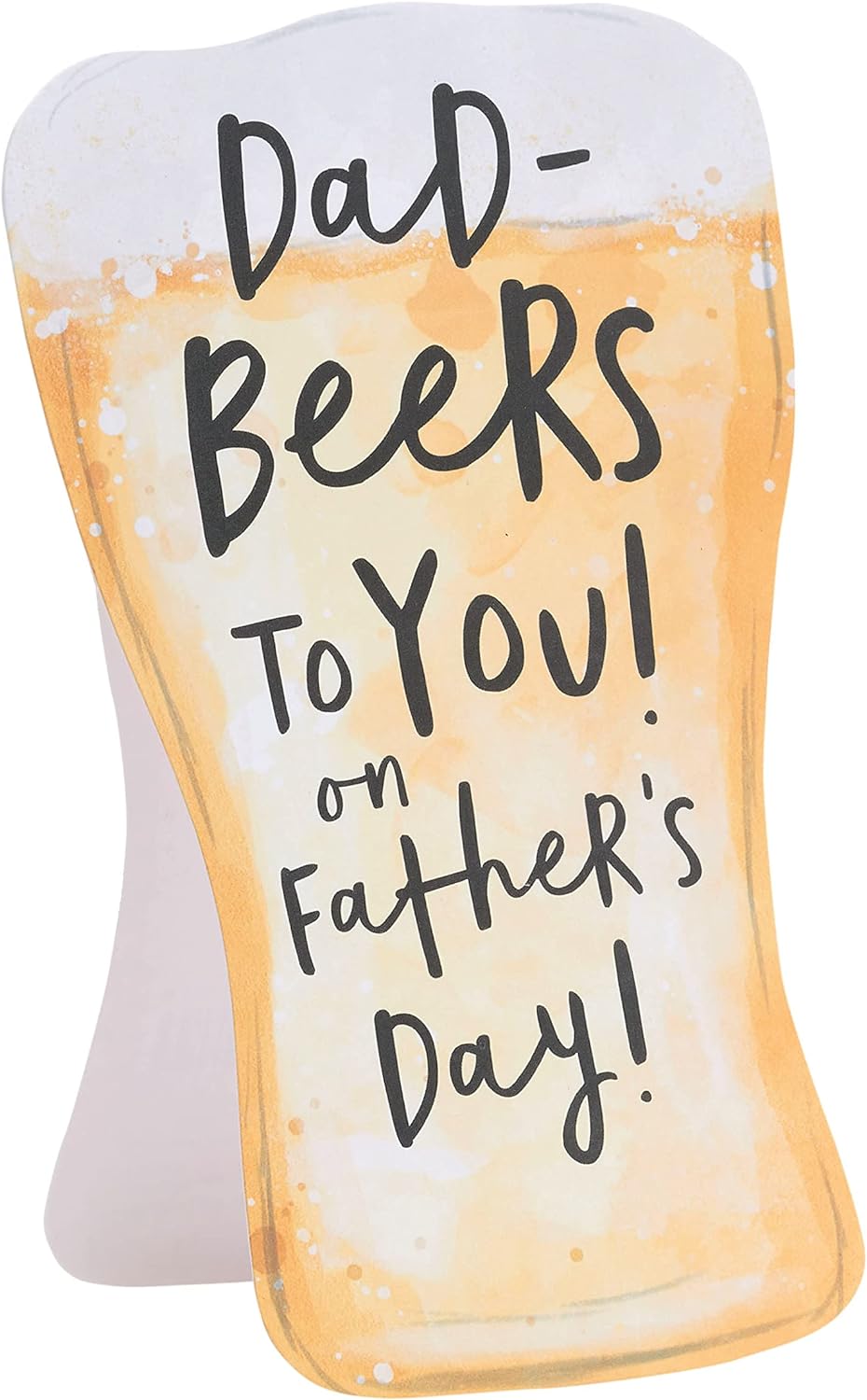 UK Greetings Father's Day card for Dad with beer shape design and envelope, featuring colorful stationery artwork.