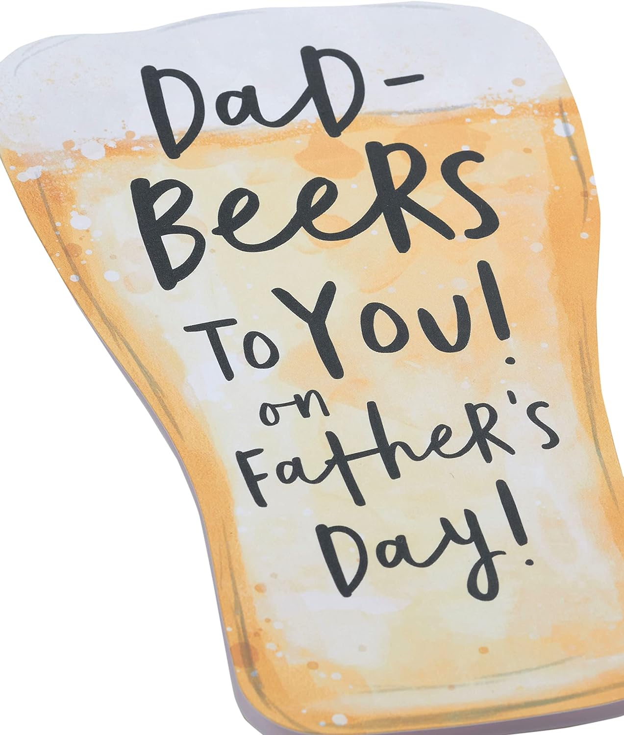 UK Greetings Father's Day card for Dad with beer shape design and envelope, featuring colorful stationery artwork.