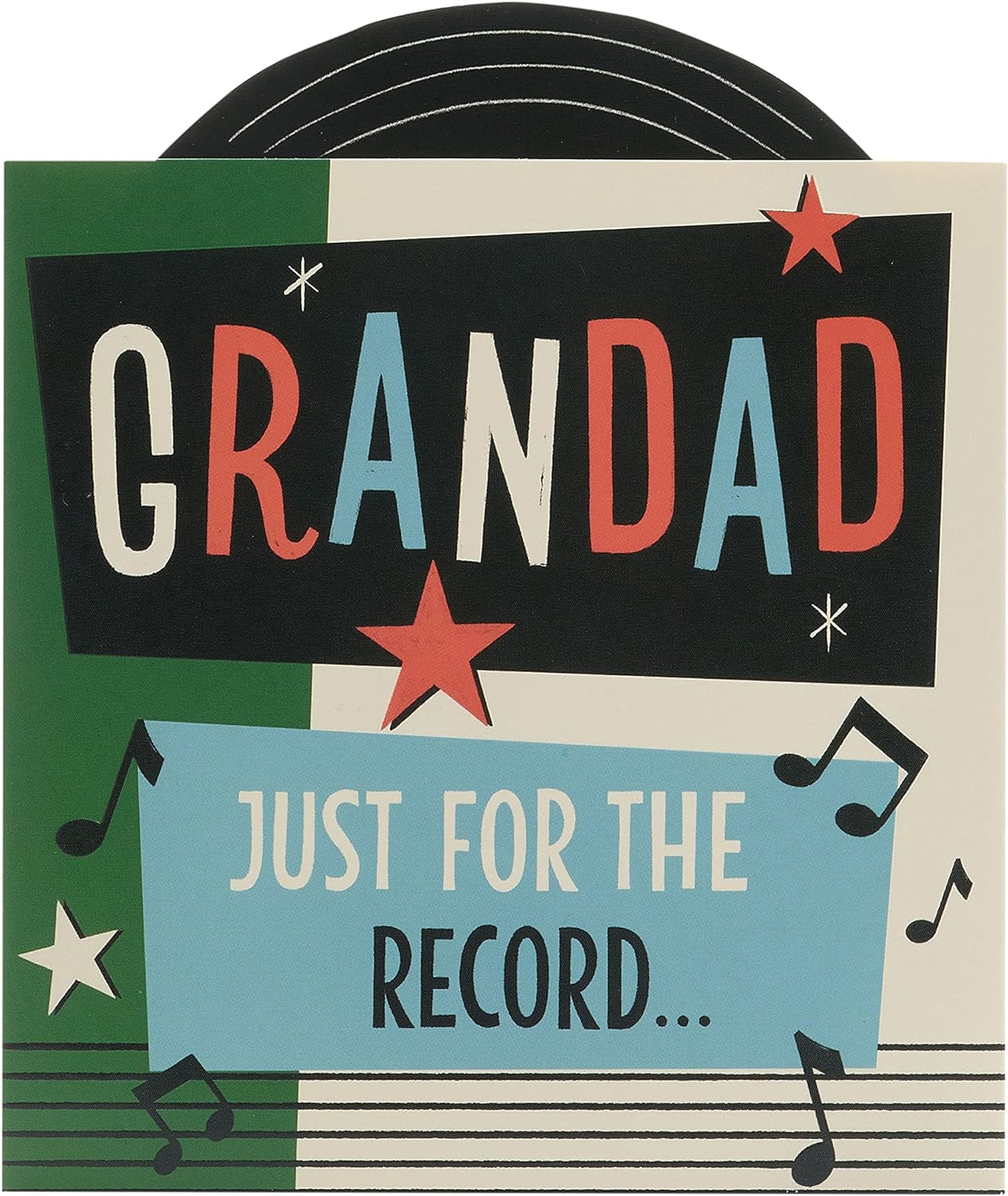 UK Greetings Father's Day card for Grandad with envelope featuring a vintage record design, ideal for celebrating Dad.