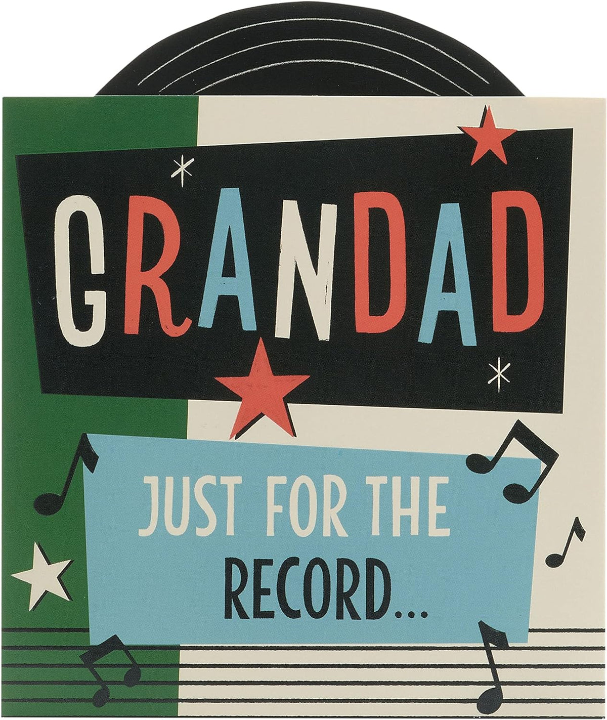 UK Greetings Father's Day card for Grandad with envelope featuring a vintage record design, ideal for celebrating Dad.