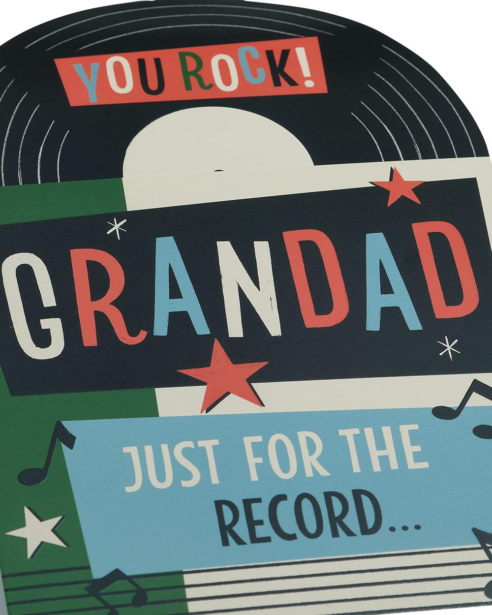 UK Greetings Father's Day card for Grandad with envelope featuring a record design, ideal for celebrating special occasions.