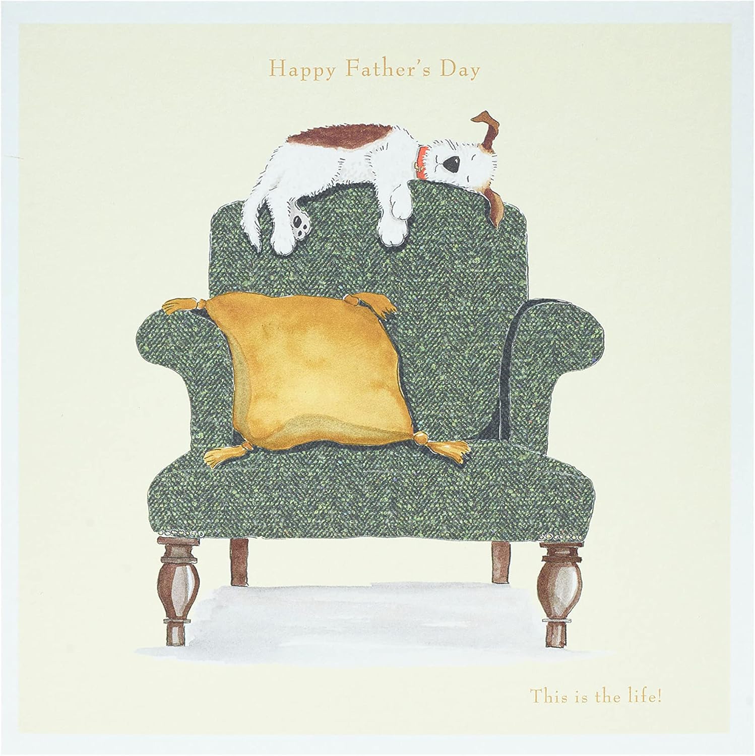 UK Greetings Father's Day card for him featuring a dog and chair design, perfect for celebrating dads with charming stationery.