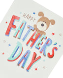 UK Greetings Father's Day card with envelope featuring a playful Lots of Woof dog design, ideal for celebrating dads.