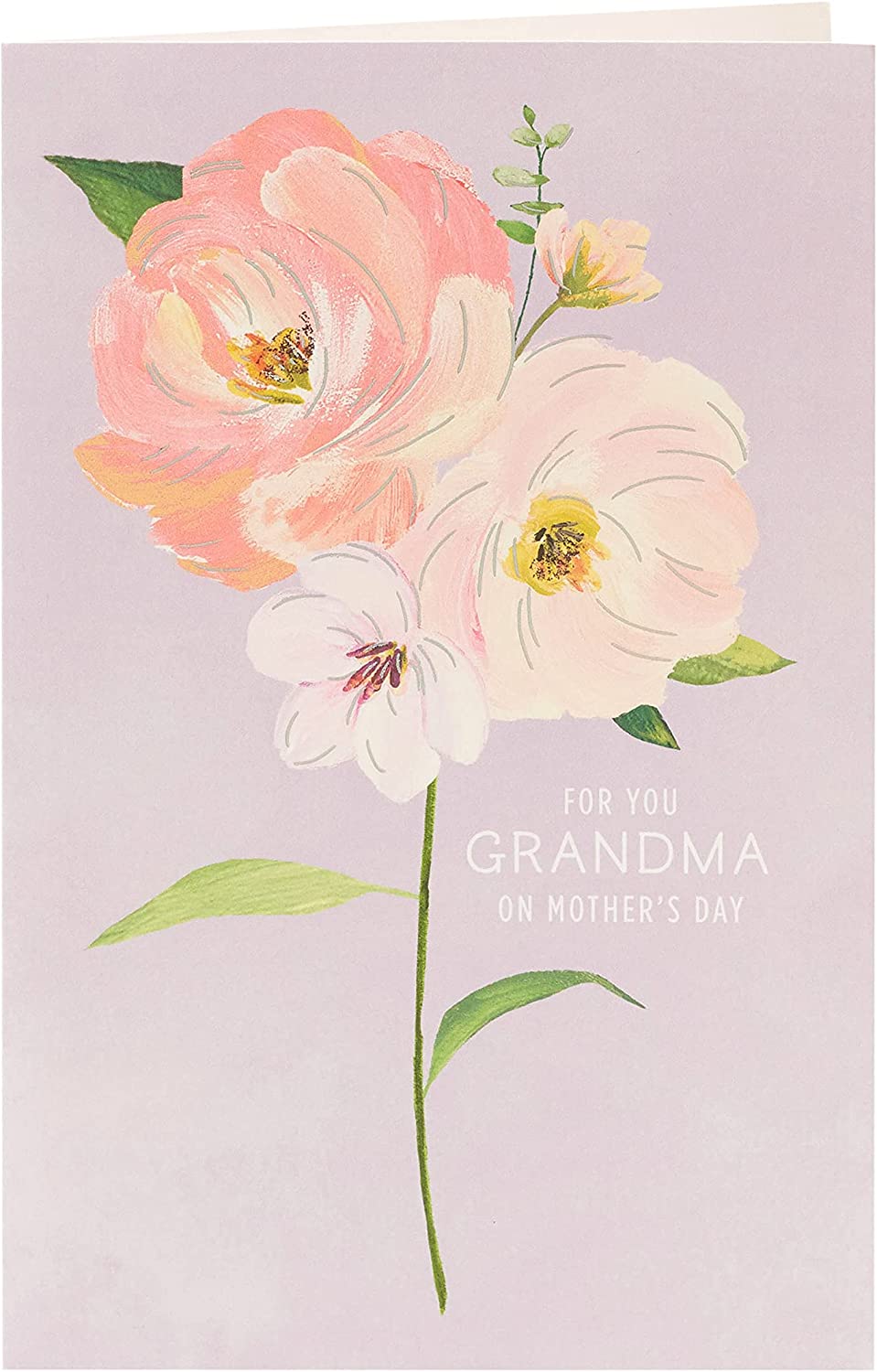 UK Greetings flower design Grandma Mother's Day card, featuring colorful floral artwork on stationery suitable for special occasions.