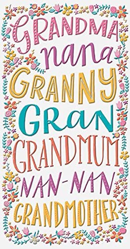 UK Greetings Mother's Day card featuring a Grandma Nana Granny Gran Grandmum Nan theme, designed as elegant stationery for celebrations.