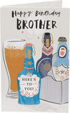 UK Greetings Happy Birthday Beers Brother Birthday Card showing colorful beer-themed design on stationery card