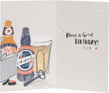 UK Greetings Happy Birthday Beers Brother birthday card featuring colorful beer-themed design, perfect for celebrating a brother.
