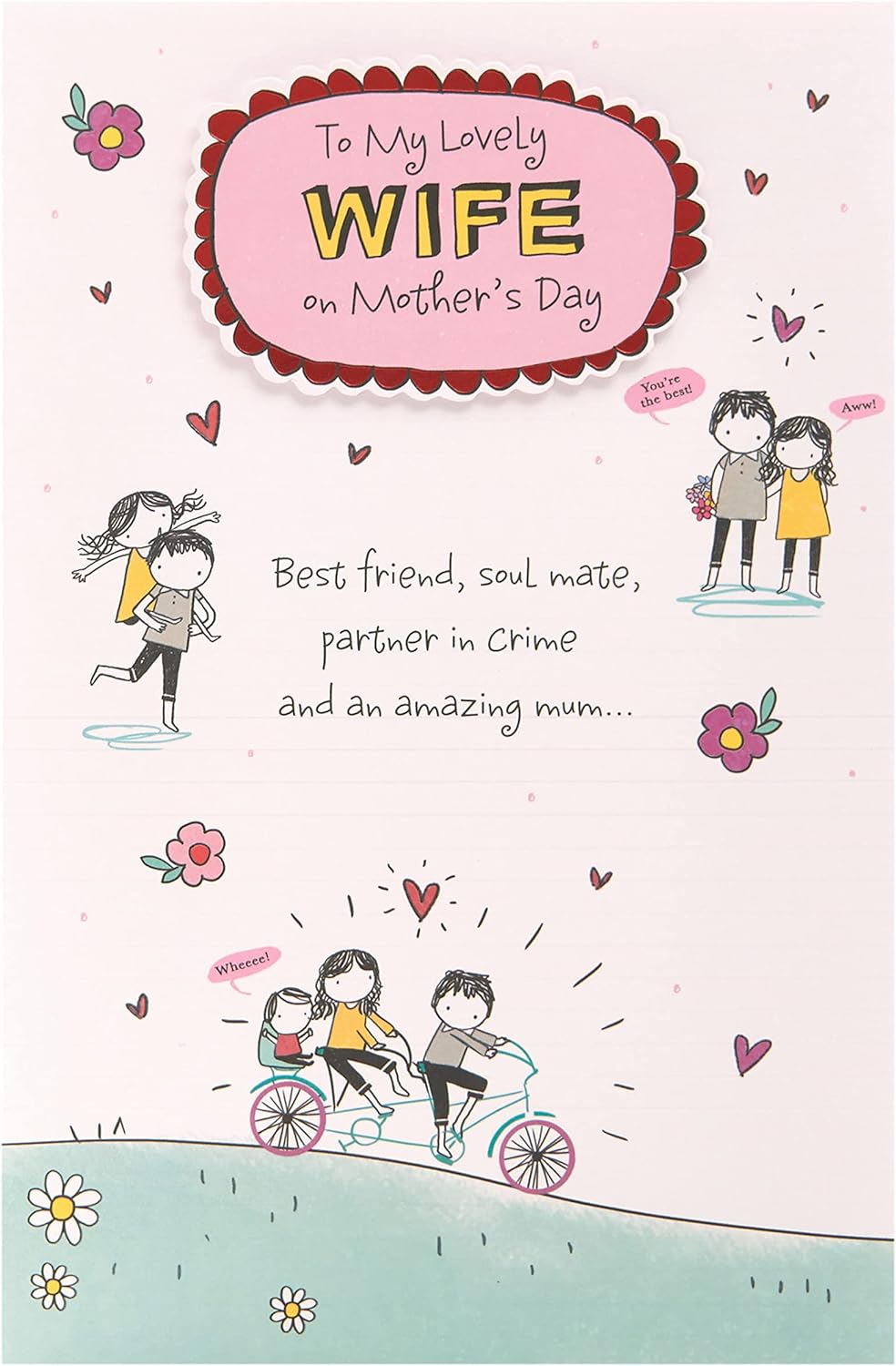 UK Greetings Lovely Wife Mother’s Day card featuring floral design, perfect stationery for celebrating a special wife.
