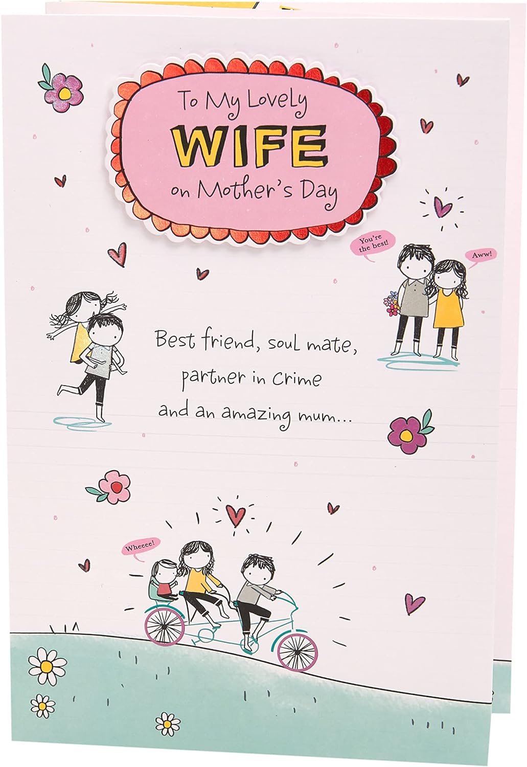 UK Greetings Lovely Wife Mother's Day card, floral design, decorative stationery for celebrating loved ones on special occasions