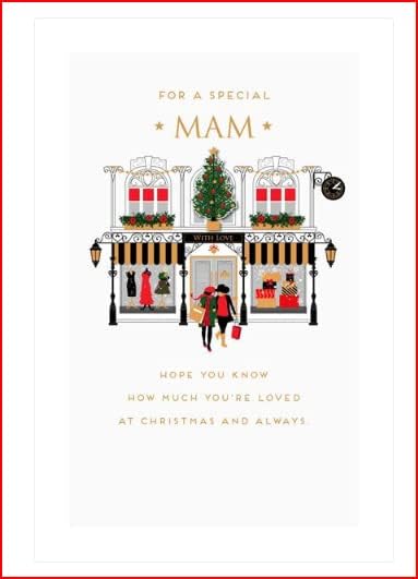 UK Greetings Mam Christmas Card for a special mom, featuring festive stationery design with holiday-themed artwork.