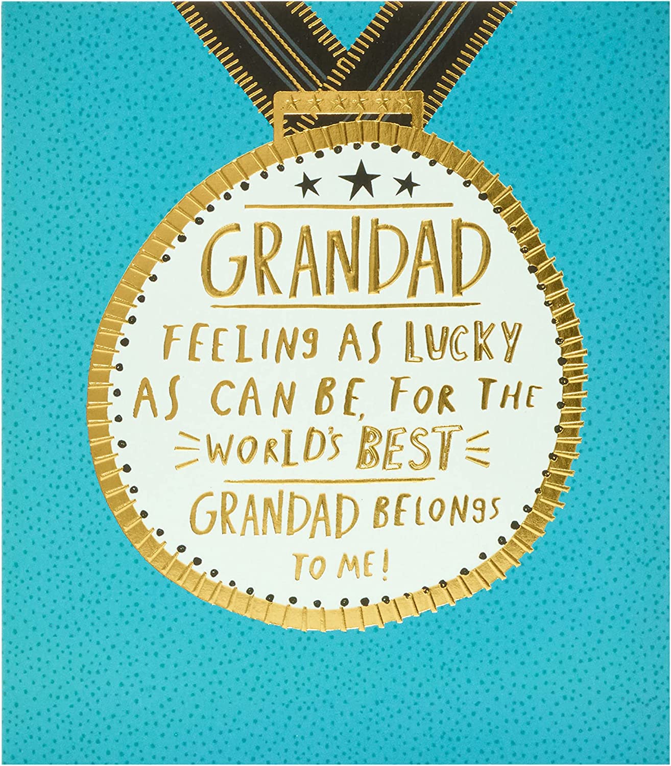 UK Greetings Medal Design Grandad Father's Day Card, decorative stationery with a medal motif and heartfelt message.
