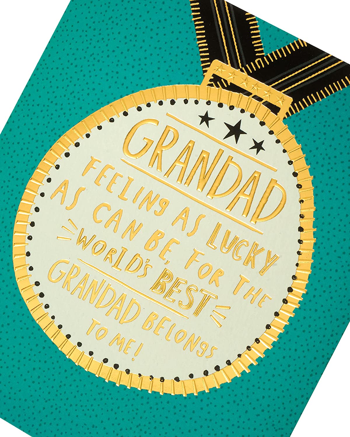 UK Greetings Medal Design Grandad Father's Day Card, featuring a decorative medal illustration on a stationery card.