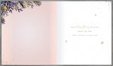UK Greetings Midnight Wreath Christmas card with gold foil embellishments, featuring a beautiful wife design.