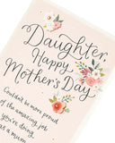 UK Greetings Mother's Day card for daughter featuring 3D effect, colorful stationery with heartfelt design and floral accents.