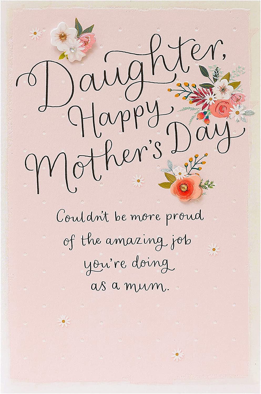 UK Greetings Mother's Day Card for Daughter with 3D effect, featuring floral design and heartfelt message, made of stationery material.