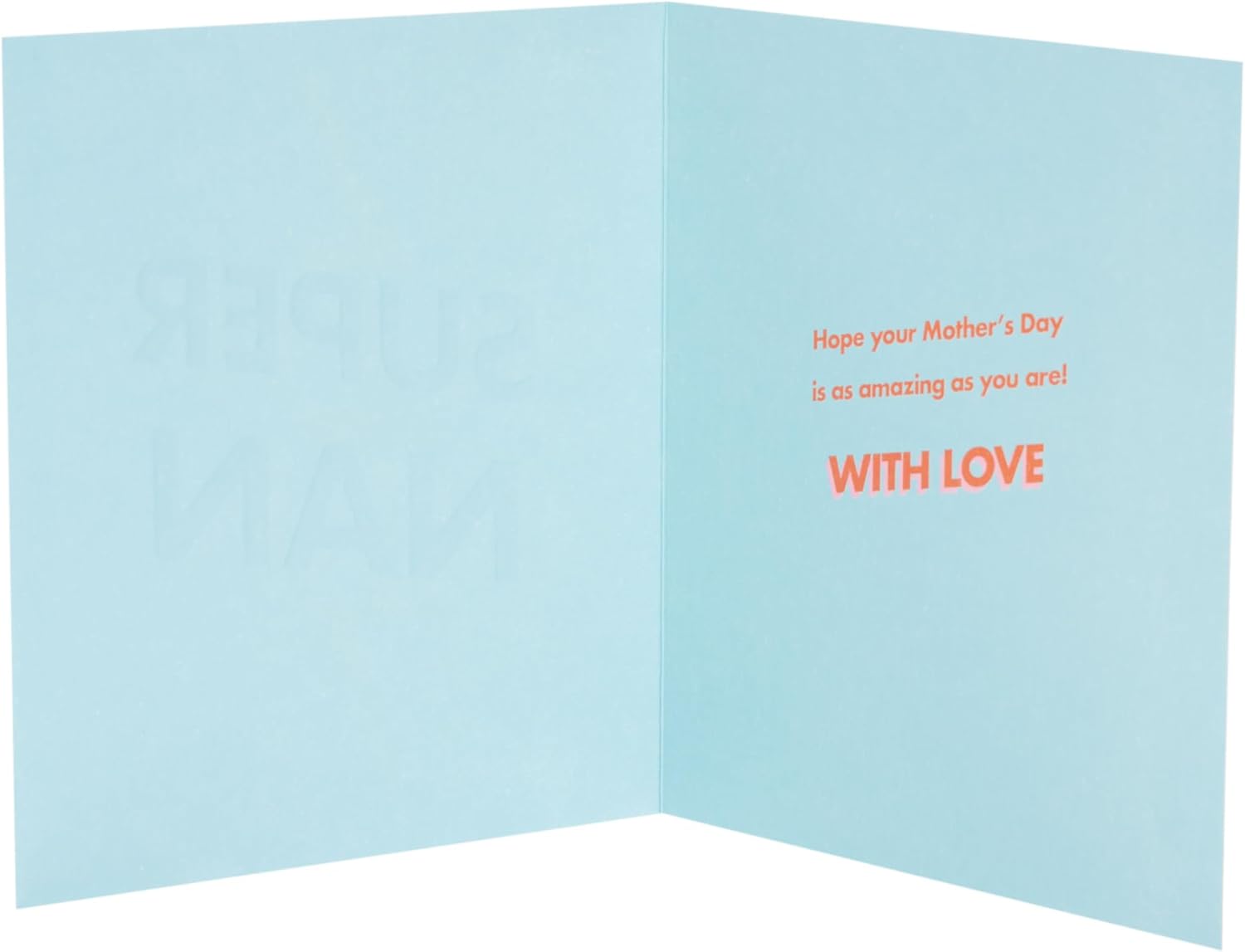 UK Greetings Mother's Day card for Nan with a Super Nan design, featuring colorful stationery artwork.
