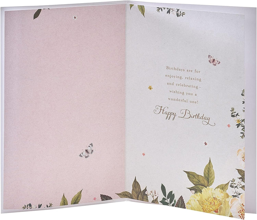 UK Greetings RHS floral birthday card for her, featuring colorful floral design and special birthday wishes in stationery.