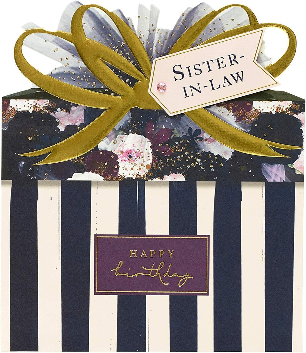UK Greetings Sister-in-Law birthday card, luxury shaped ornate stationery with intricate design for special occasions