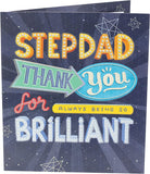 UK Greetings Stepdad Father's Day card featuring colorful floral design and heartfelt message, ideal stationery for celebrating dads.