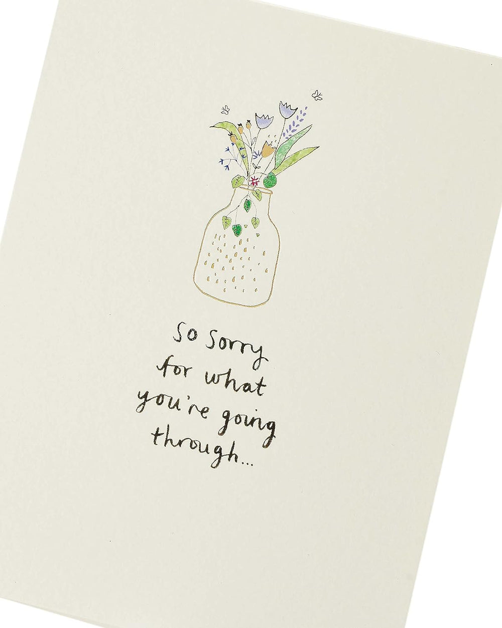 UK Greetings sympathy card featuring elegant design and comforting words, ideal for expressing condolences.