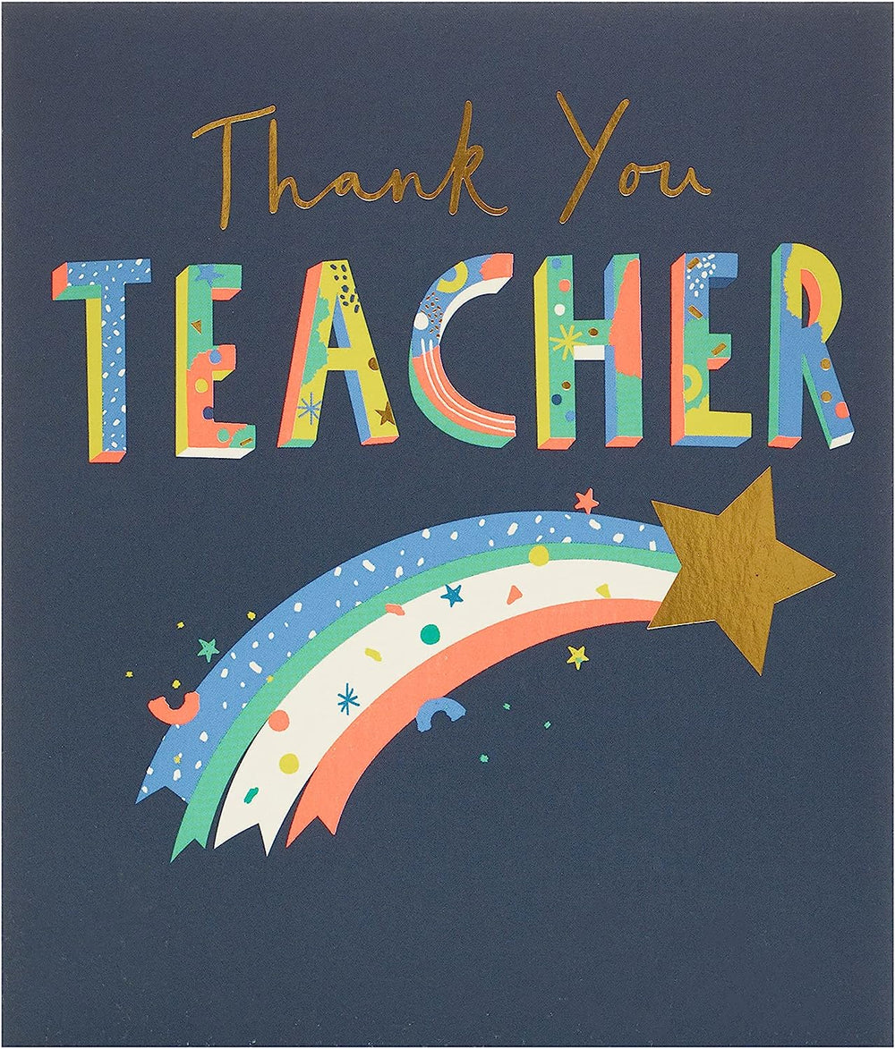 UK Greetings teacher appreciation thank you card with heartfelt message, featuring floral design on high-quality stationery.
