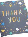 UK Greetings thank you card for him, her, or friends featuring embossed braille design, perfect for expressing gratitude.