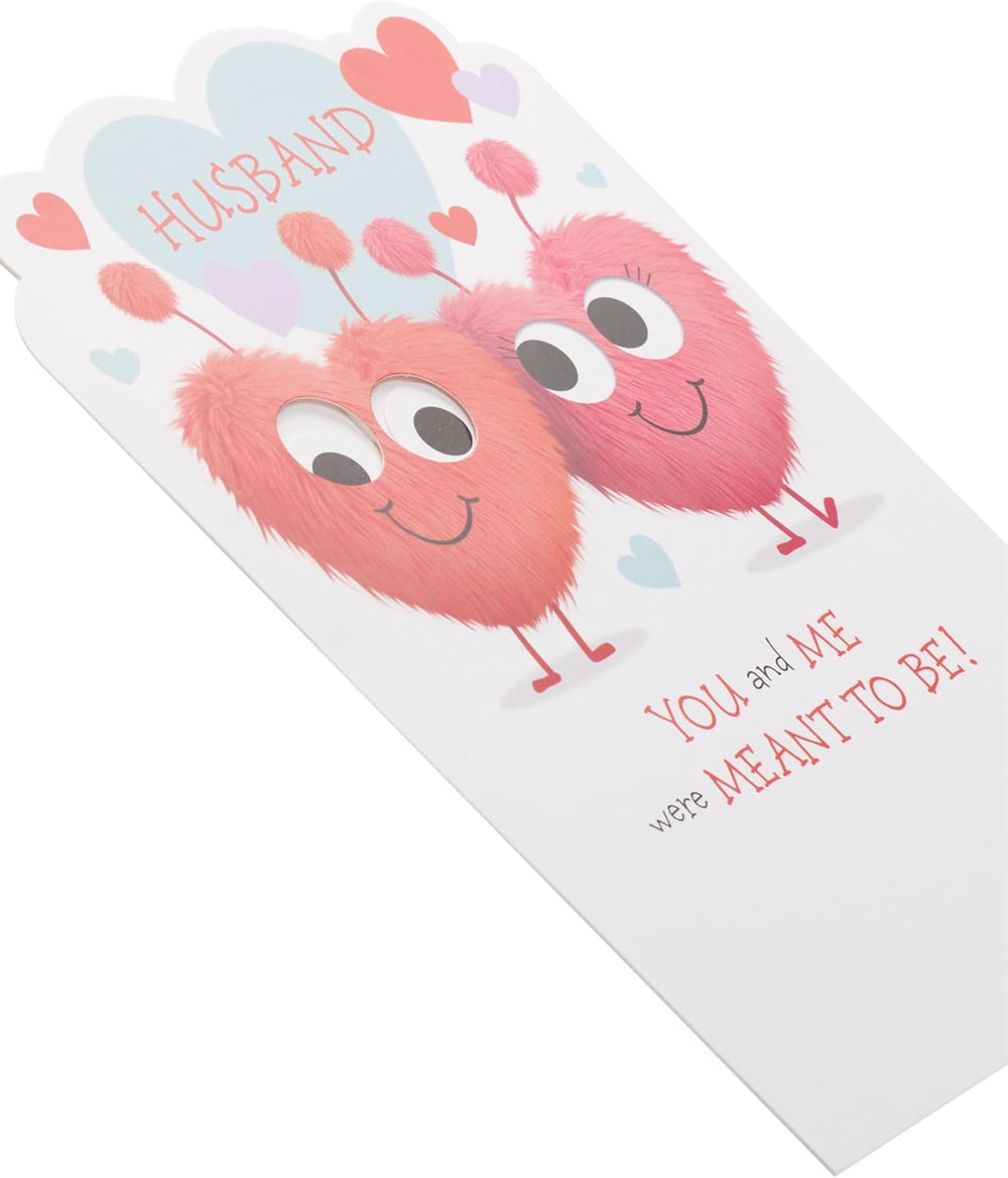 UK Greetings Valentine's Day card for husband featuring a fluffy hearts design, perfect for expressing love on Valentine's Day
