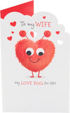 UK Greetings Valentine's Day card for wife featuring a sweet Love Bug design with colorful heart illustrations and romantic message.