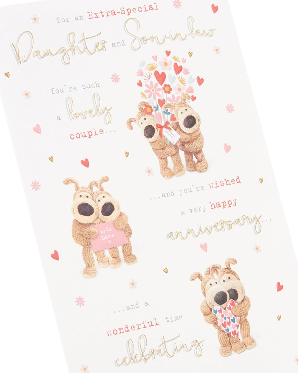 UK Greetings Boofle wedding anniversary greeting card, 155 x 235 mm, featuring colorful Boofle design and festive details.