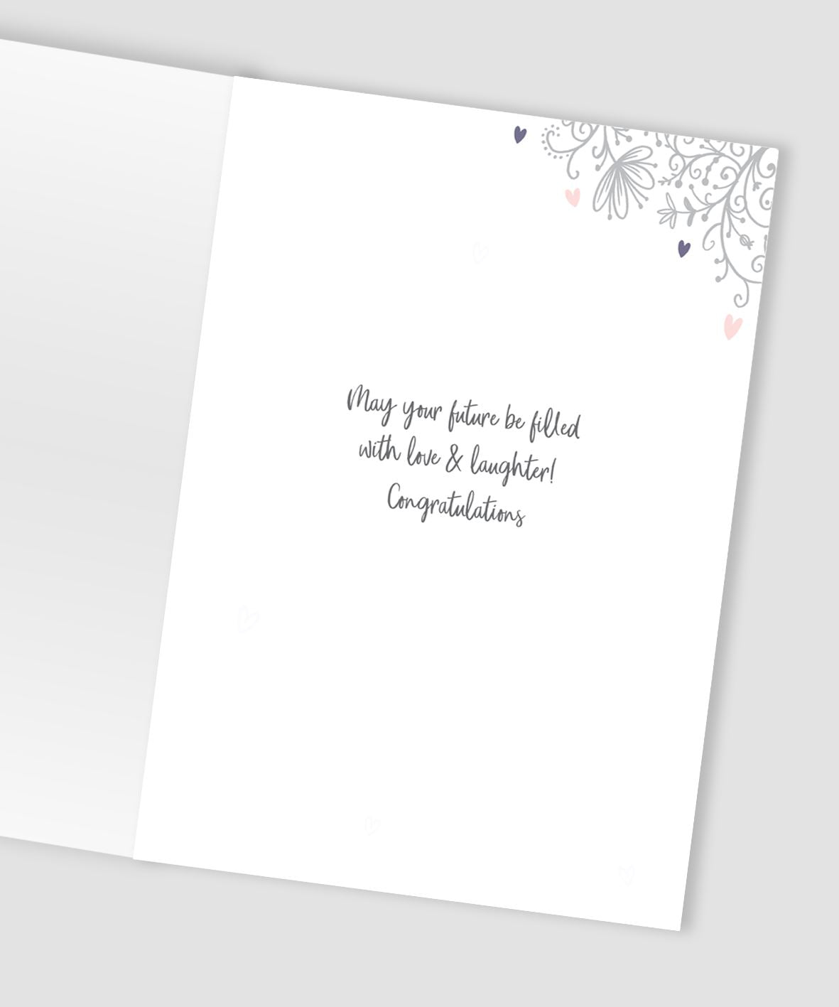 Mr & Mrs Text on Heart Wedding Card
