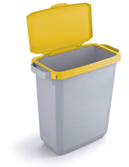 Durable DURABIN Plastic Waste Recycling Bin 60 Litre Rectangular Grey with Yellow Hinged Lid - VEH2022009 DD