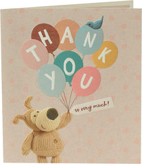 Boofle Holding Thank You Lettering Balloons Card