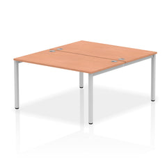 Impulse Back-to-Back 2 Person Bench Desk W1400 x D1600 x H730mm With Cable Ports Beech Finish Silver Frame - IB00112 DD