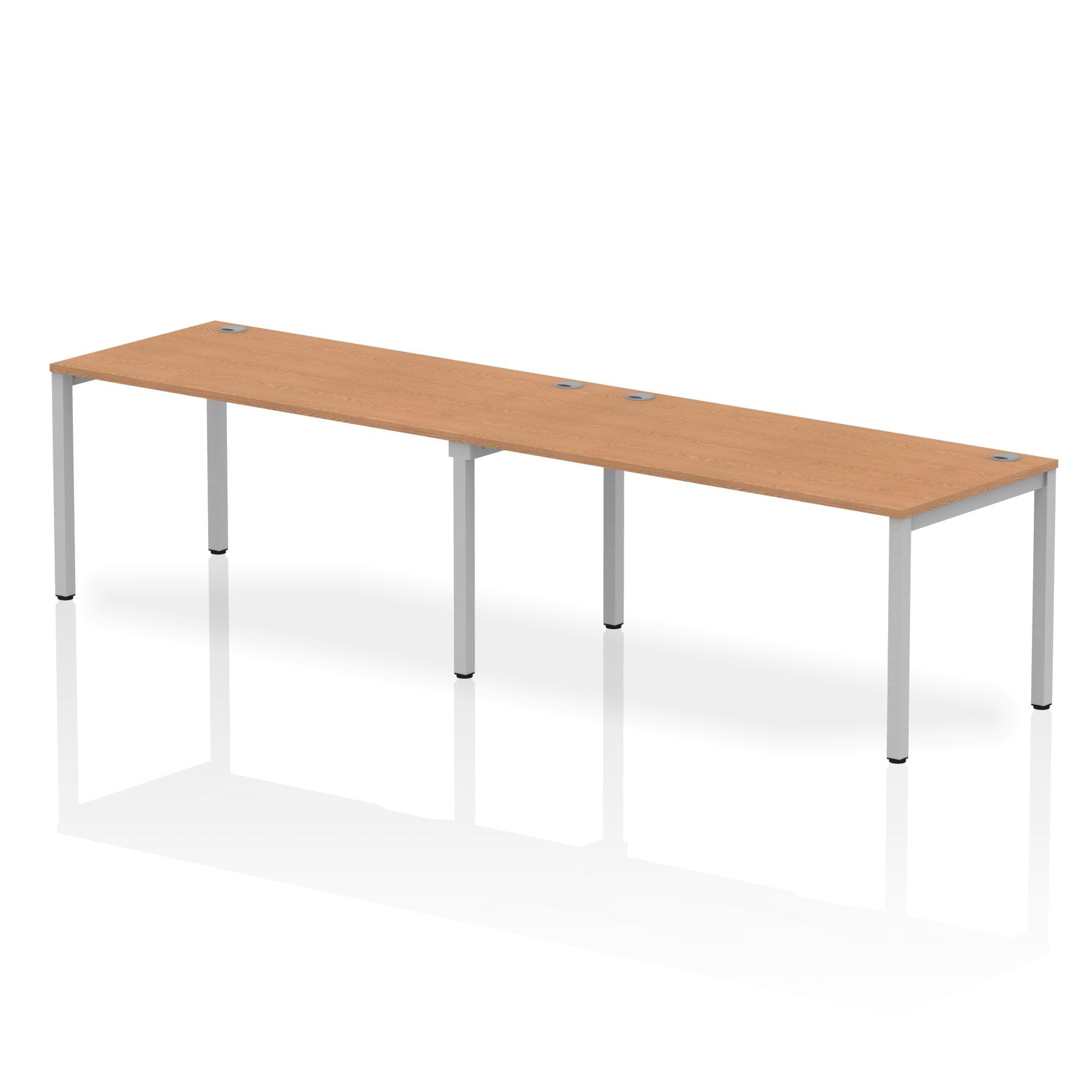 Impulse Single Row 2 Person Bench Desk W1600 x D800 x H730mm Oak Finish Silver Frame - IB00307 DD