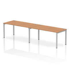 Impulse Single Row 2 Person Bench Desk W1600 x D800 x H730mm Oak Finish Silver Frame - IB00307 DD